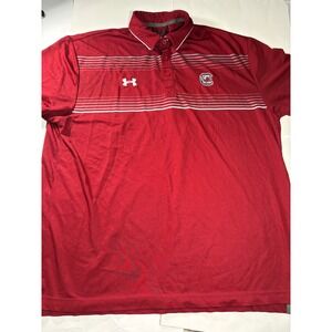 Under Armour South Carolina Gamecocks Polo Shirt Men's Large Red Striped NCAA